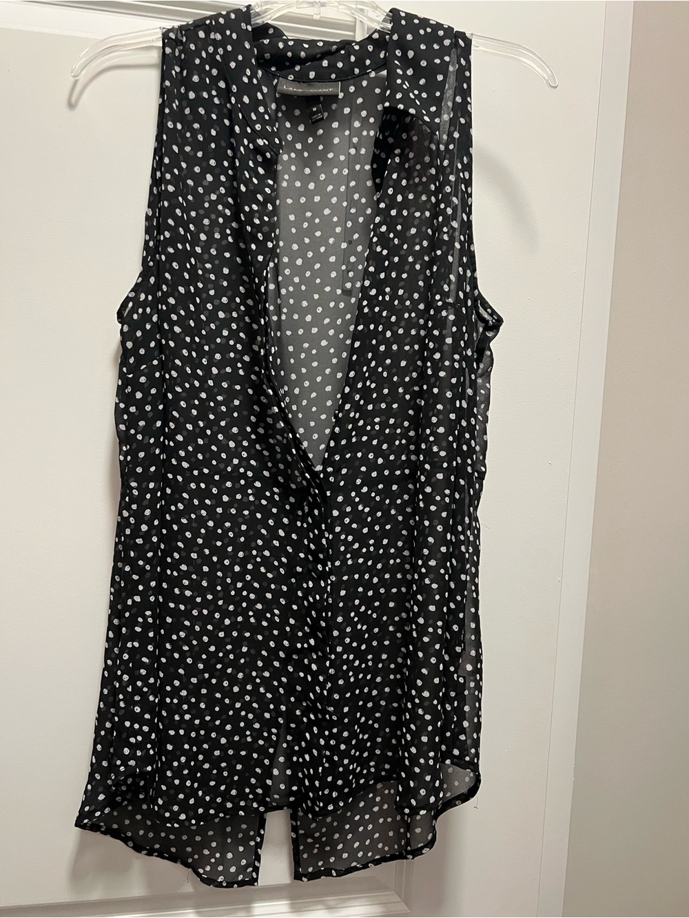 Lane Bryant Black and White Polka Dot Sleeveless V-Neck Camisole